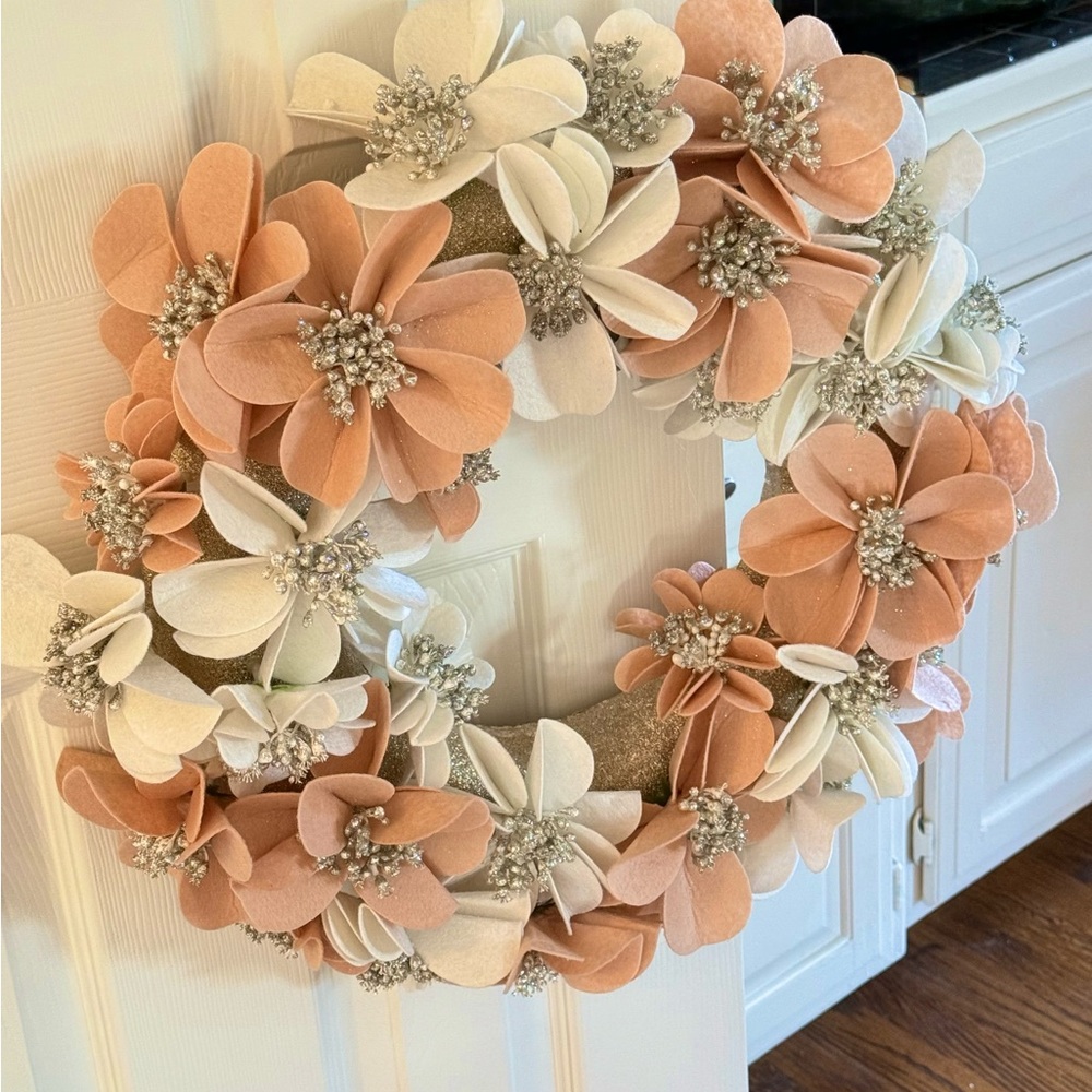 Floral Wreath in Peach and Cream